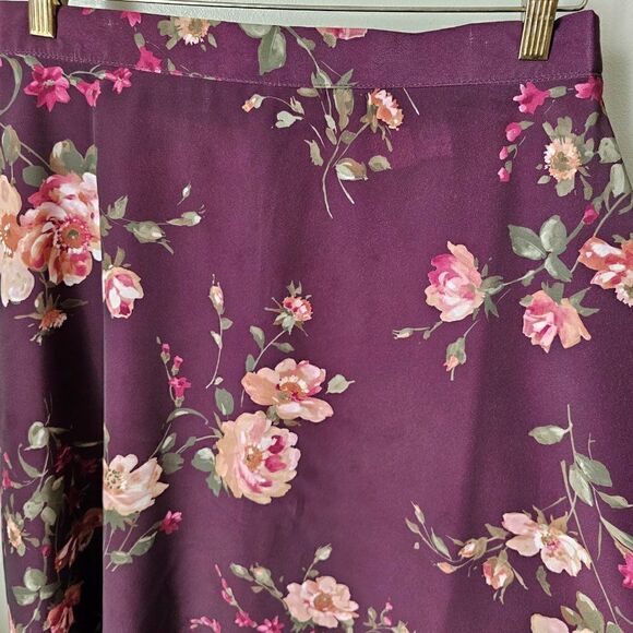 EUC LIKE NEW BEDFORD FAIR LIFESTYLES PURPLE FLORAL FULL MAXI SKIRT SIZE 14 / M/L - Picture 7 of 11